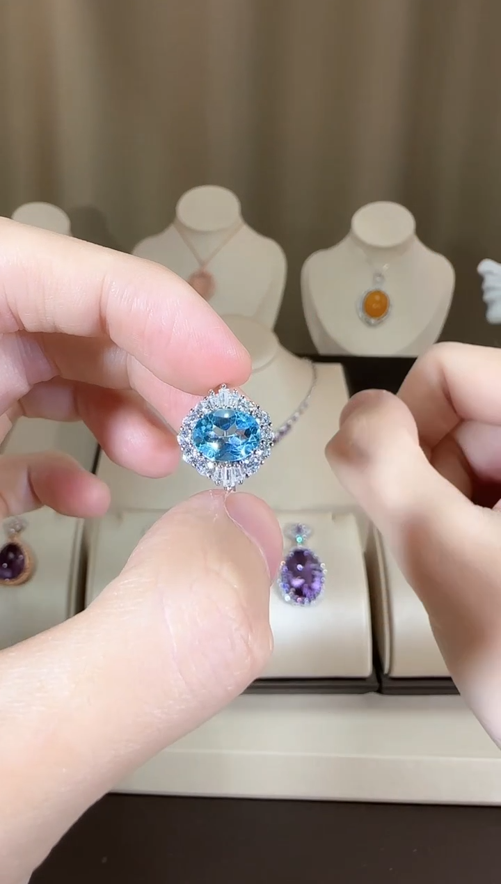 【闪购商品】托帕石戒指银S925镶嵌9*7mm