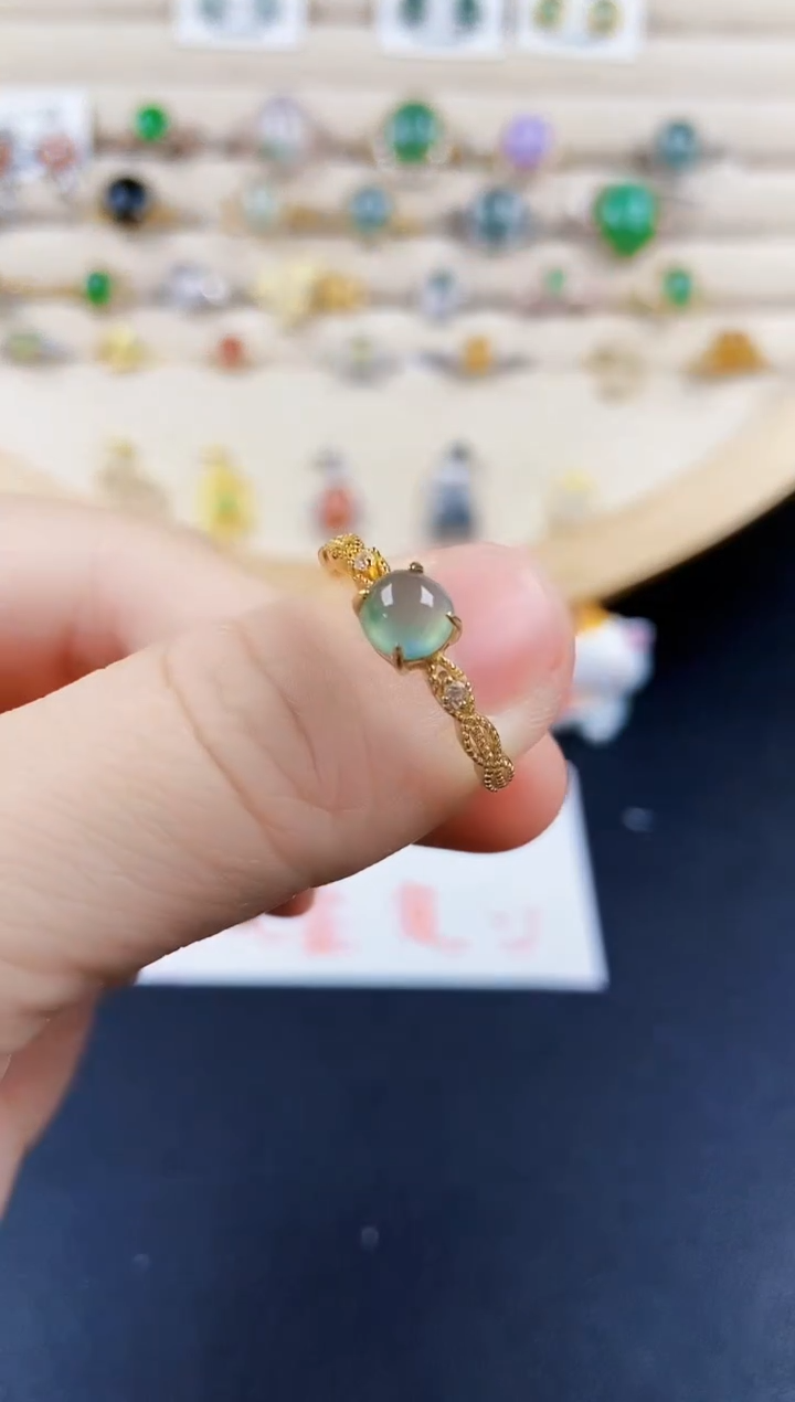 翡翠戒指银S925镶嵌4658989