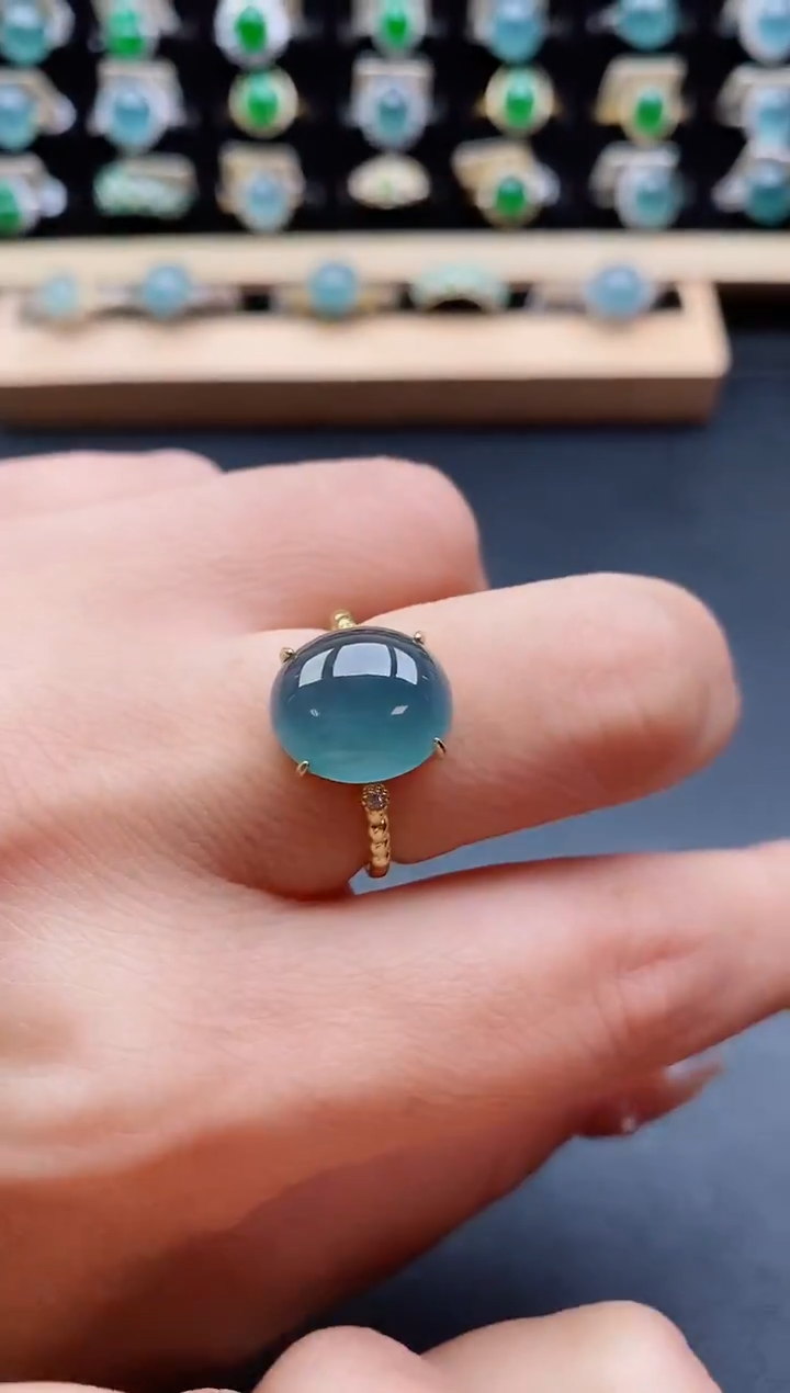 银S925镶嵌戒指翡翠1