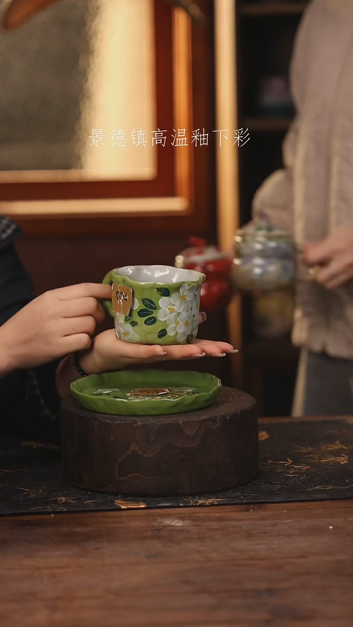 陶瓷景德镇高温釉下手绘陶瓷@L004@
