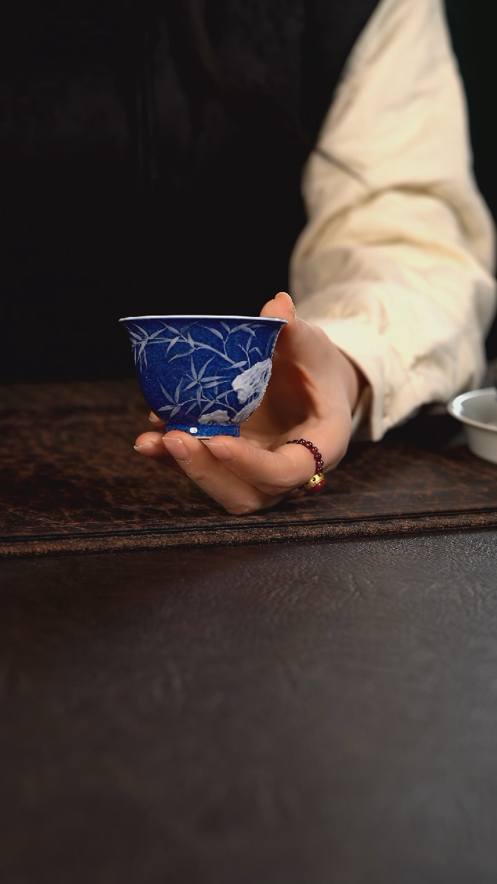 【闪购商品】杯初蓝舍洒蓝灵石翠竹铃铛杯