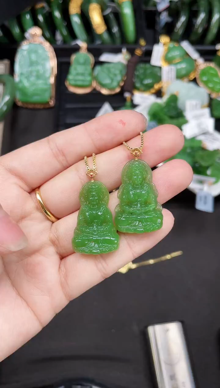 【闪购商品】和田玉吊坠18K金镶嵌35MM 多样性发一
