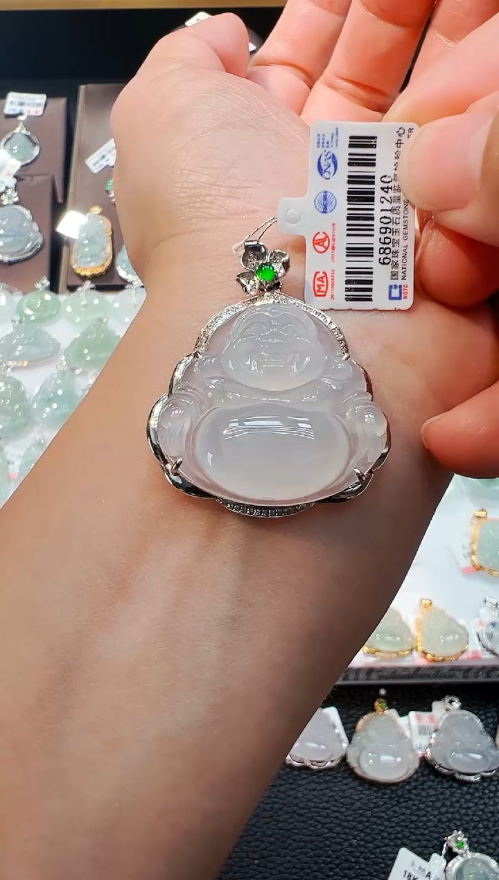 翡翠18K金镶嵌吊坠(不含链)佛公吊坠1240