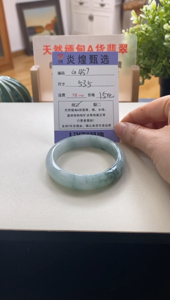 未镶嵌手镯翡翠圈口53.5编码g457