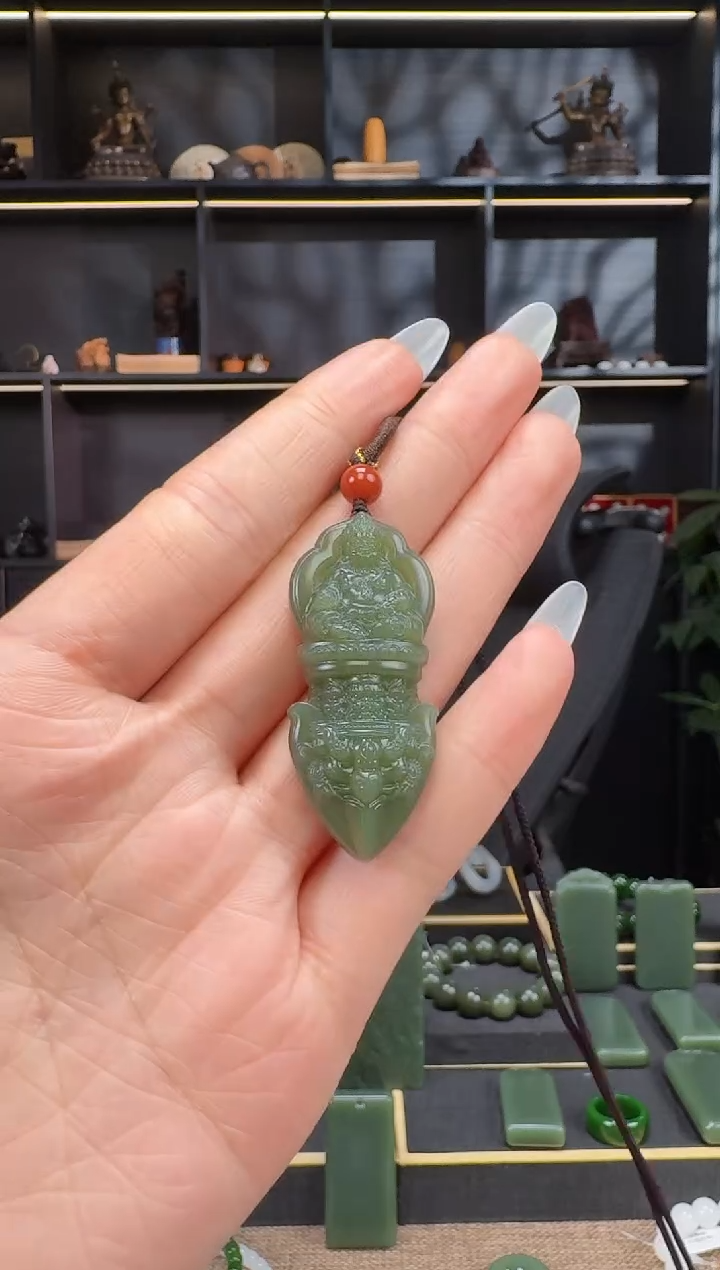 【闪购商品】和田玉-未镶嵌沙枣青杵挂件 多样性发
