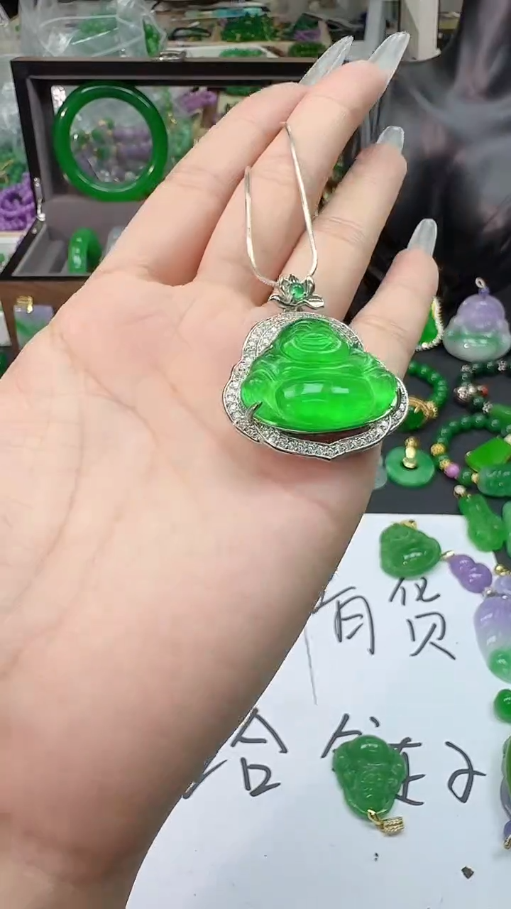 豪镶冰绿佛 吊坠aaa
