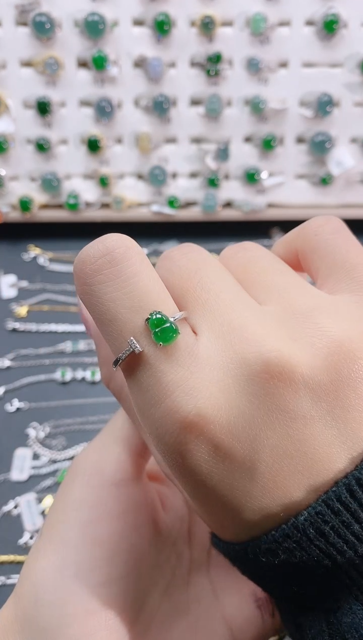 【闪购商品】翡翠戒指银S925镶嵌天然翡翠