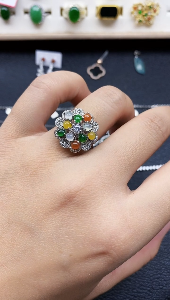 【闪购商品】翡翠戒指银S925镶嵌11111