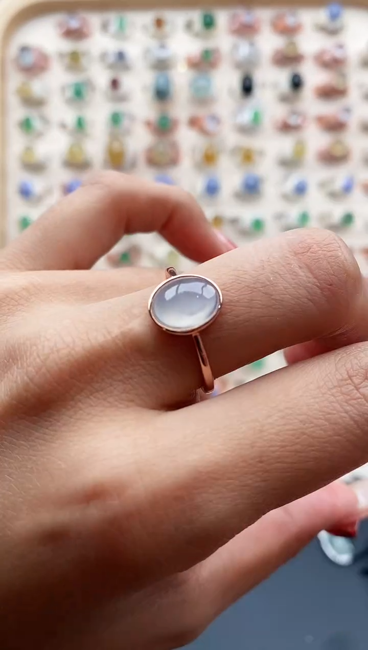 【闪购商品】翡翠戒指银S925镶嵌缅甸天然A货翡翠111  6+4