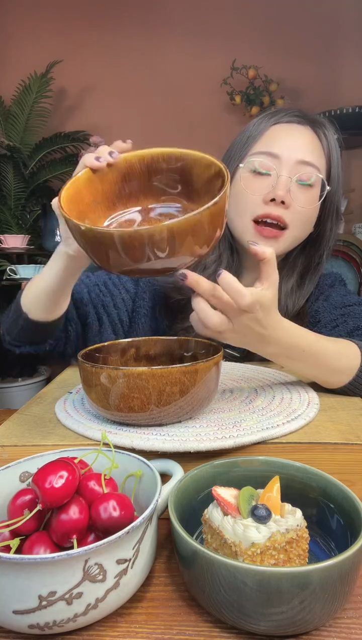 陶瓷6英寸焦糖色面碗 2件 微瑕疵