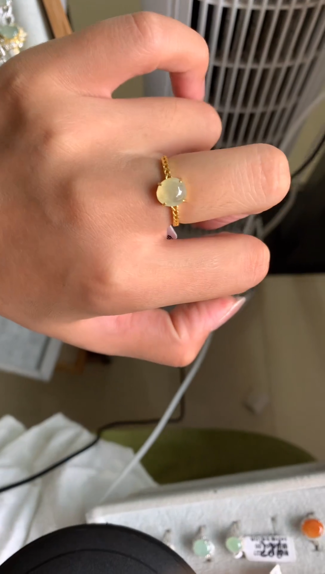 翡翠银S925镶嵌颈饰戒指