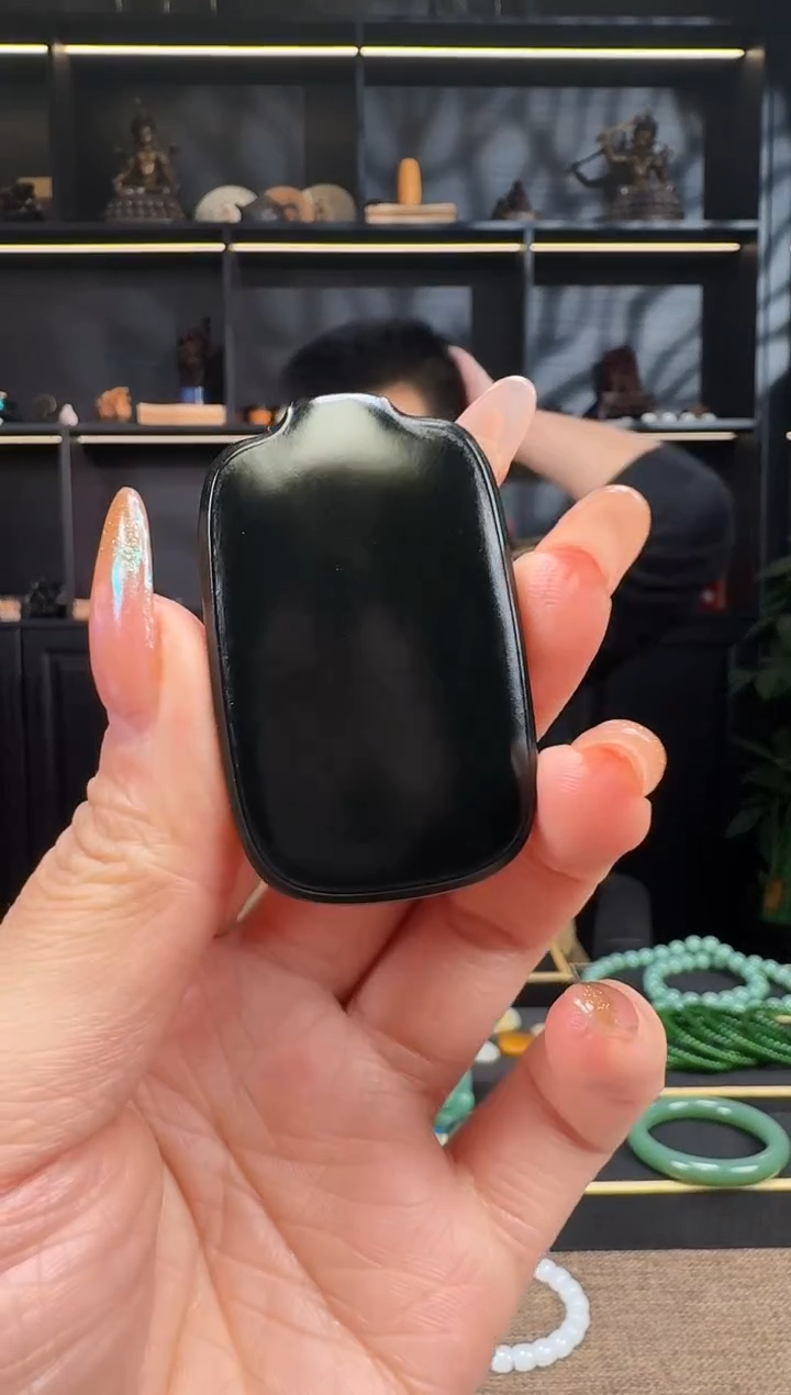 【闪购商品】和田玉1未镶嵌黑青无事牌挂件38g