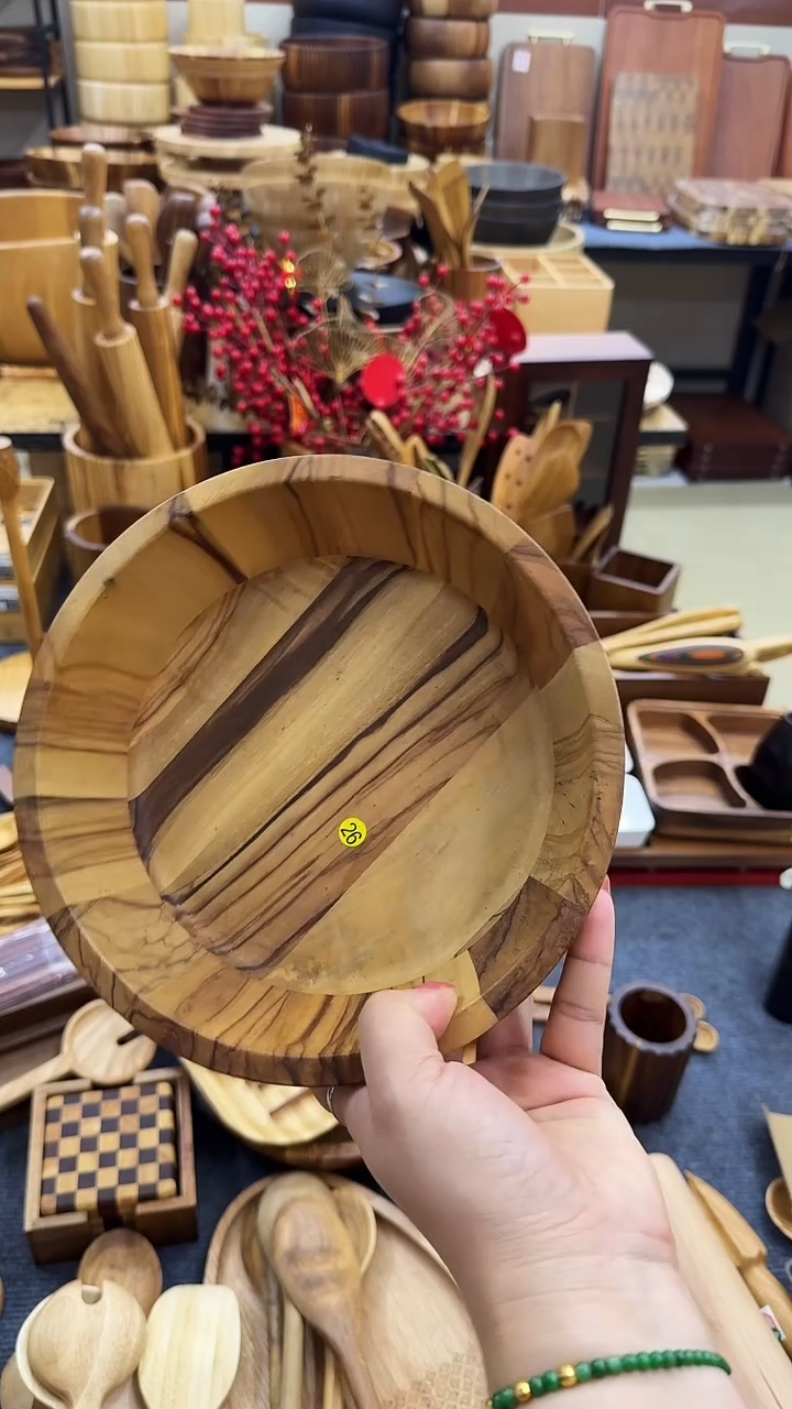 闪购木制品橄榄木沙拉碗