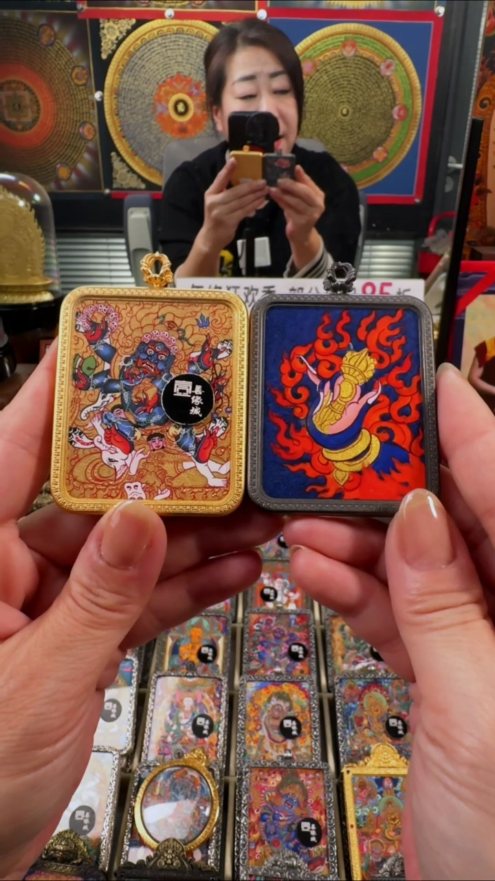 【闪购商品】吊坠壹善缘城手绘唐卡六臂大黑天双面