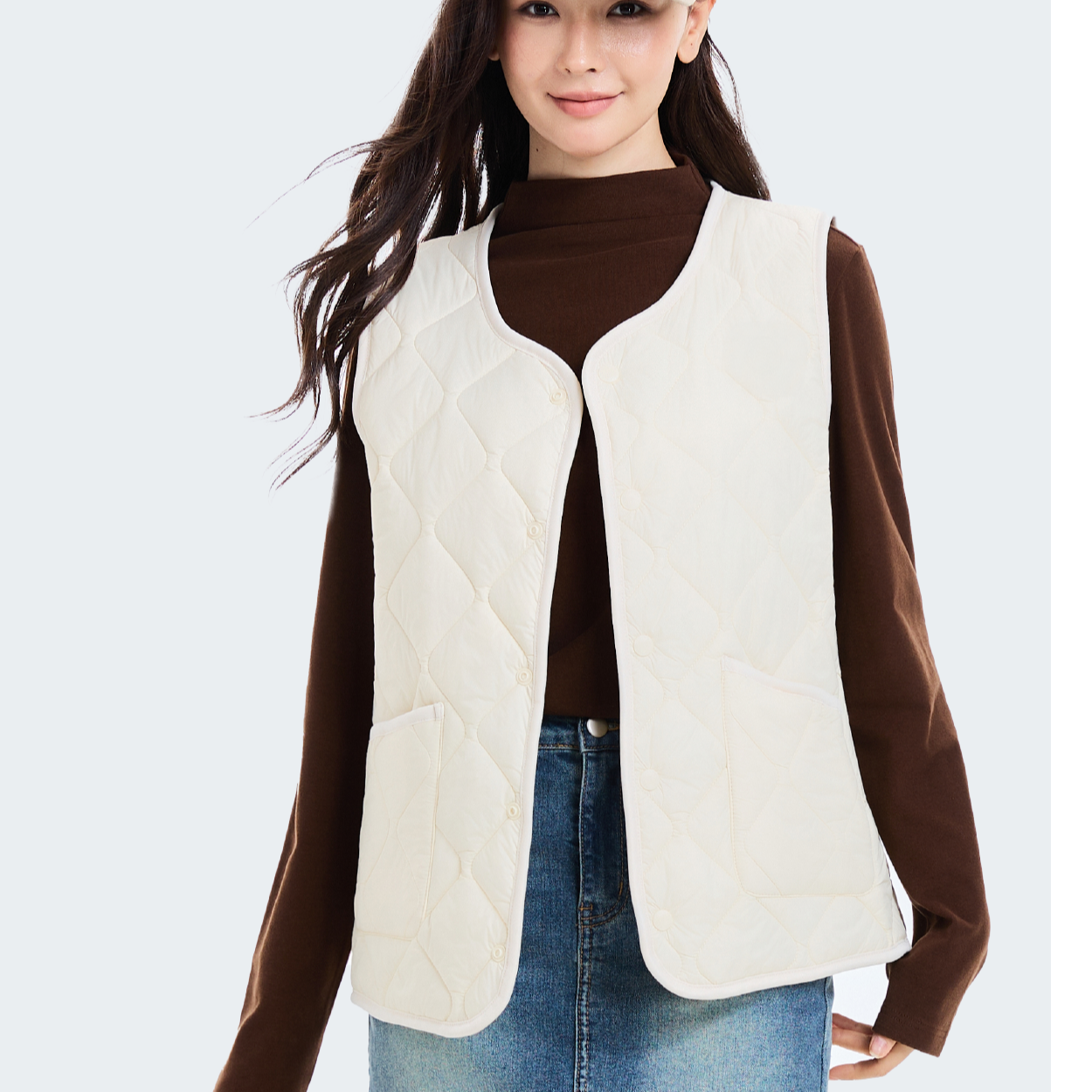 男女同款绗缝轻暖羊毛马夹4801