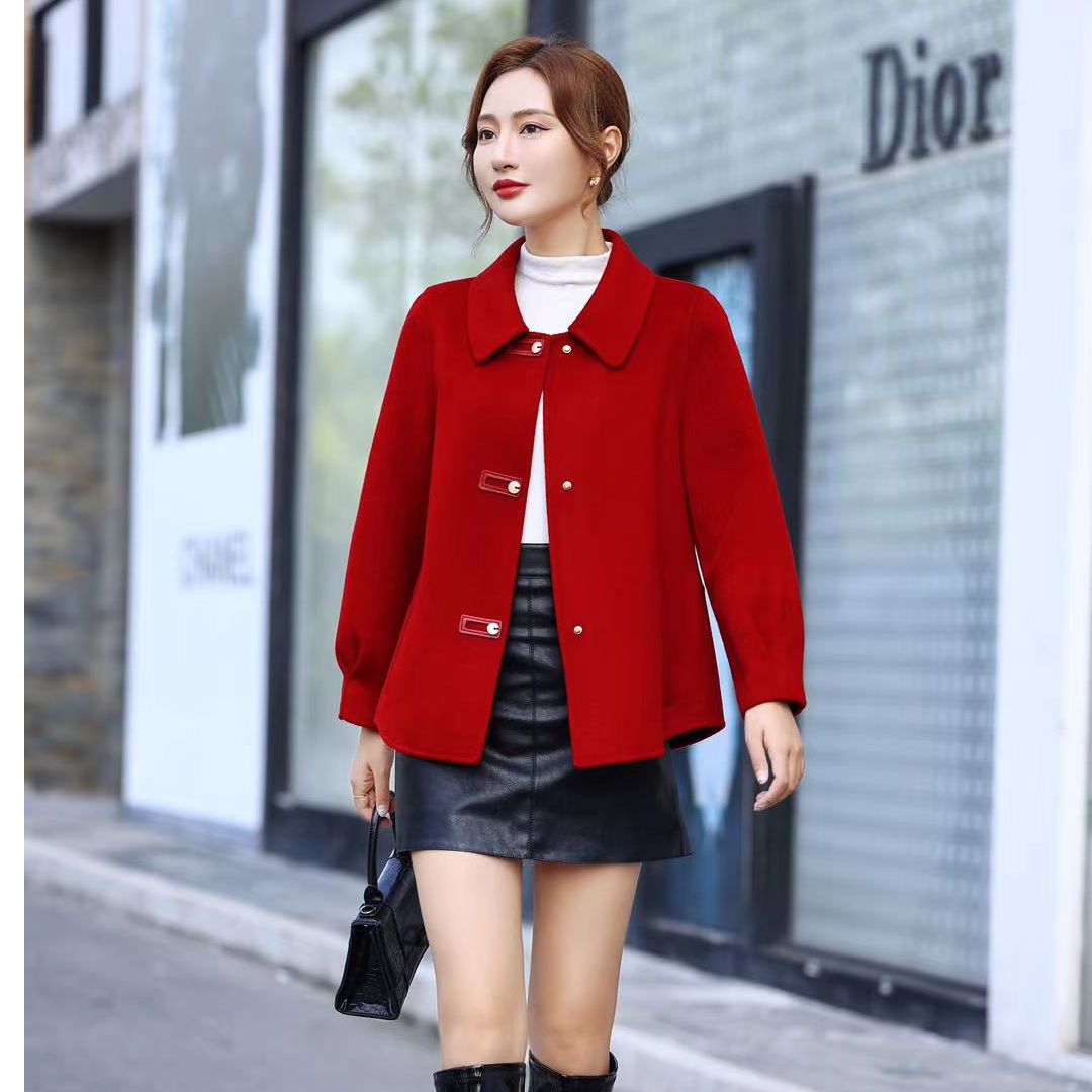 女毛呢外套冬季羊毛女外套毛领款