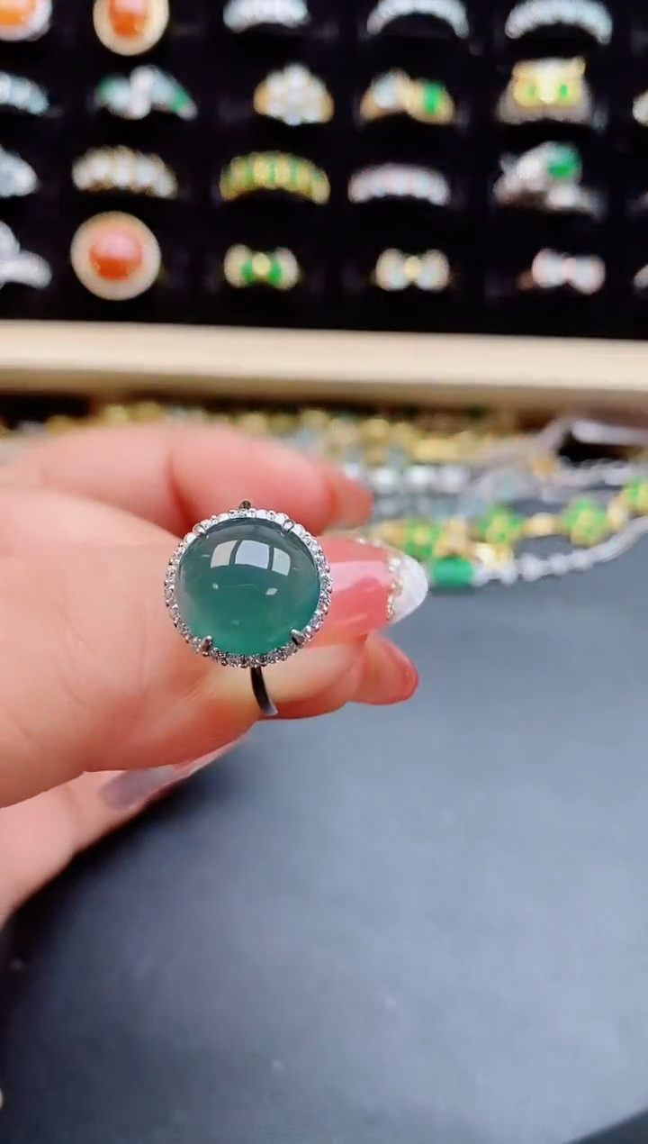 【闪购商品】翡翠戒指银S925镶嵌080580