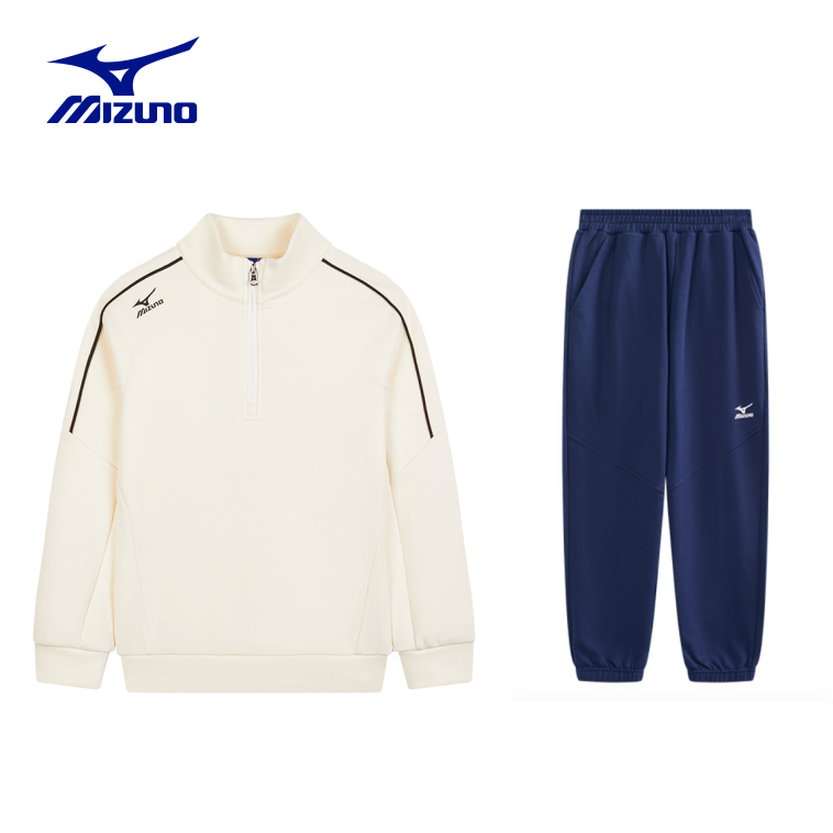 【秋季新品】Mizuno儿童休闲卫衣套装中性长袖立领运动针织童装新款