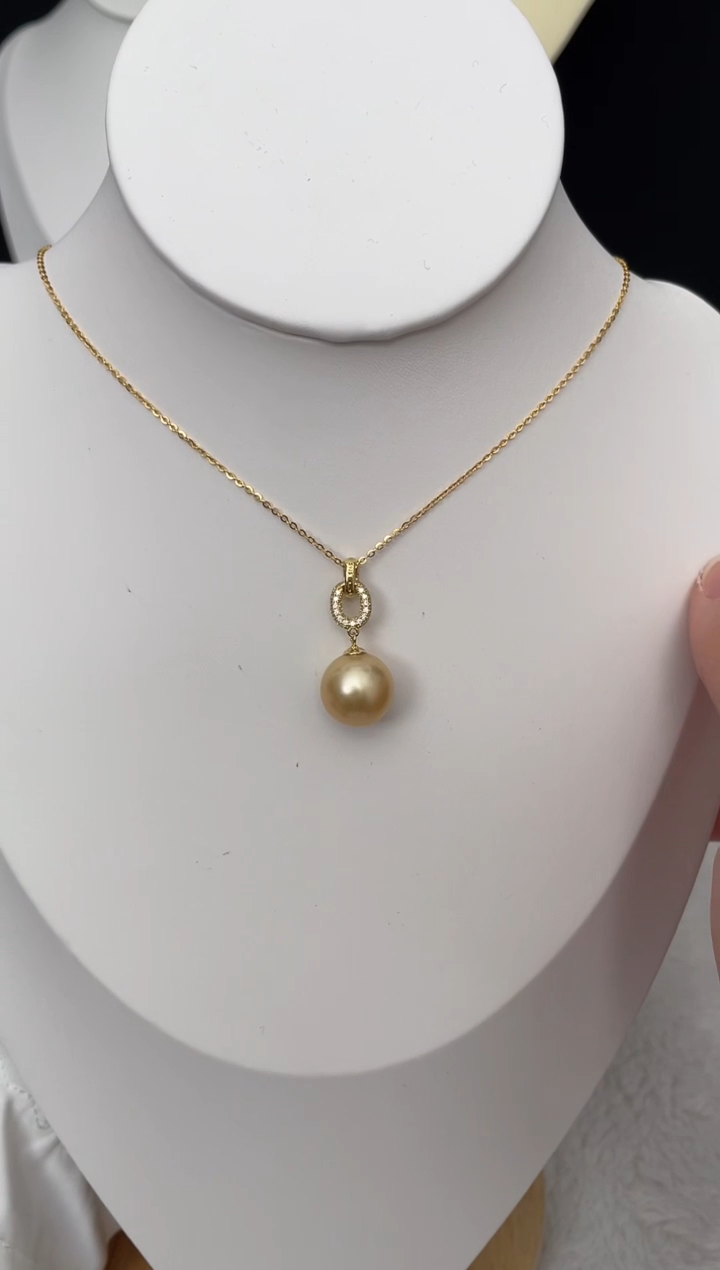 【闪购商品】海水珍珠吊坠(赠链)未镶嵌南洋金珠活字扣款13-14mm