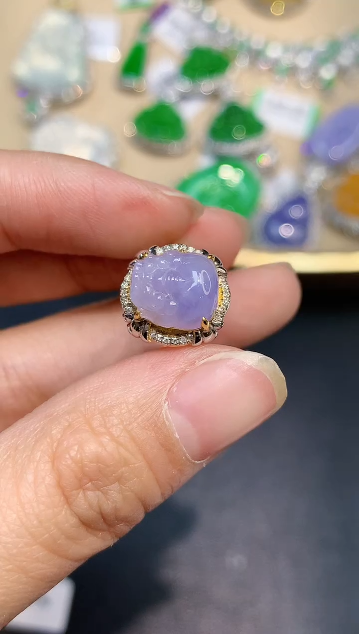 【闪购商品】翡翠吊坠(不含链)18K金镶嵌多样性发其一3076