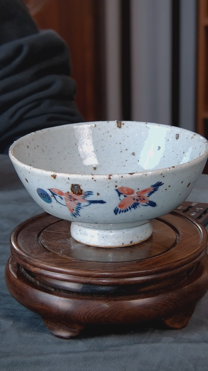 【闪购商品】碗景韵堂仿清官窑制双鸟的粗陶碗