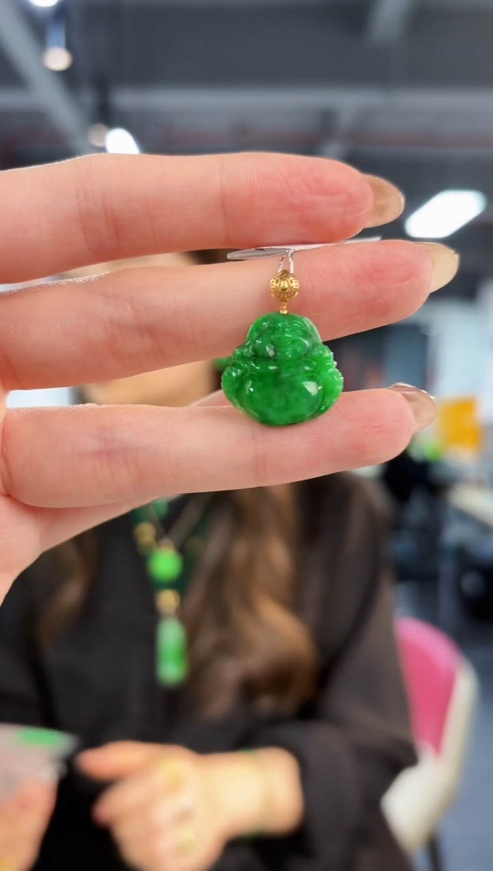 【闪购商品】翡翠颈饰18K金镶嵌 缅料A货/支持复检/一件