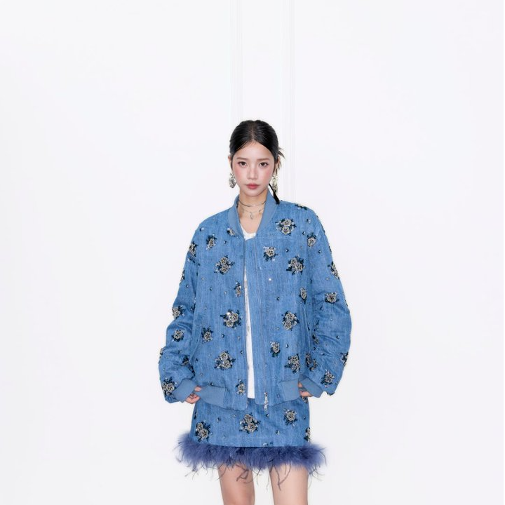 mukzin/密扇宽松型立领加绒加厚款常规款棉服春季复古秋季满印