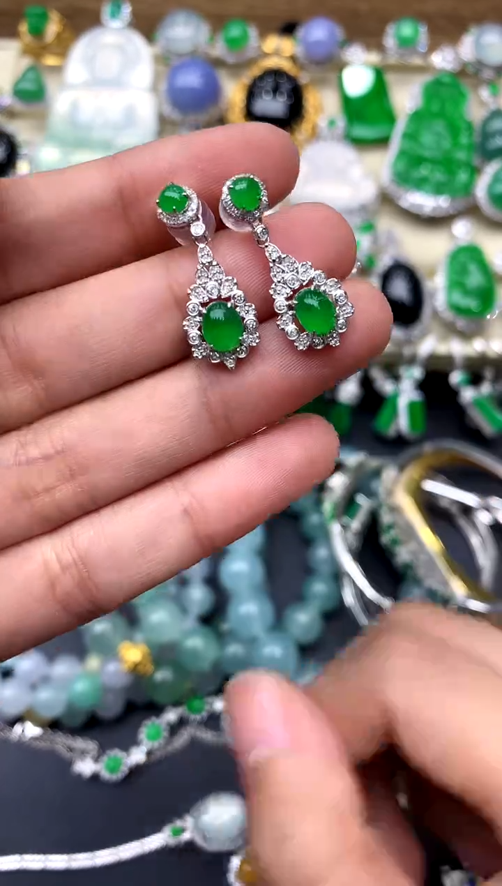 【闪购商品】翡翠耳饰18K金镶嵌406-中国好珍宝