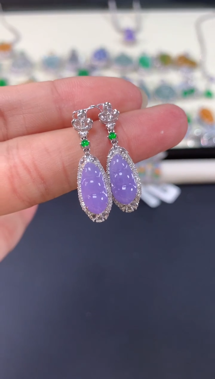 翡翠18K金镶嵌耳饰C686|16800