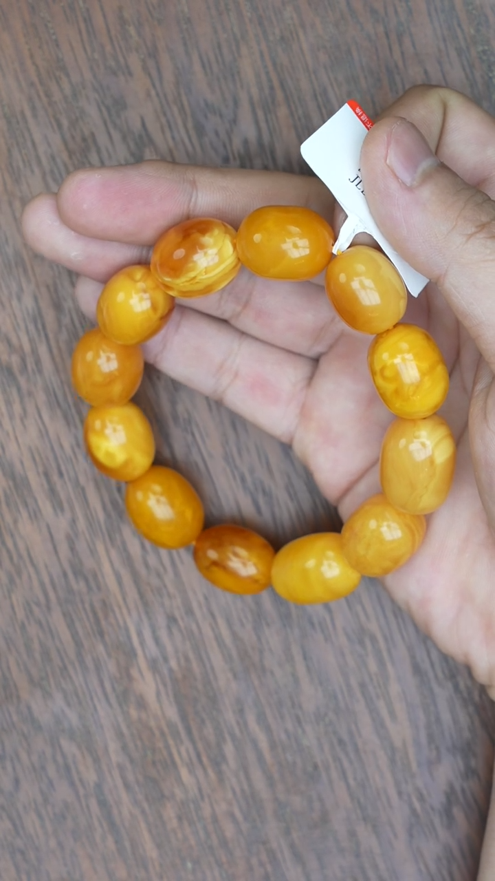 【闪购商品】琥珀裸石未镶嵌老蜡枣珠手串