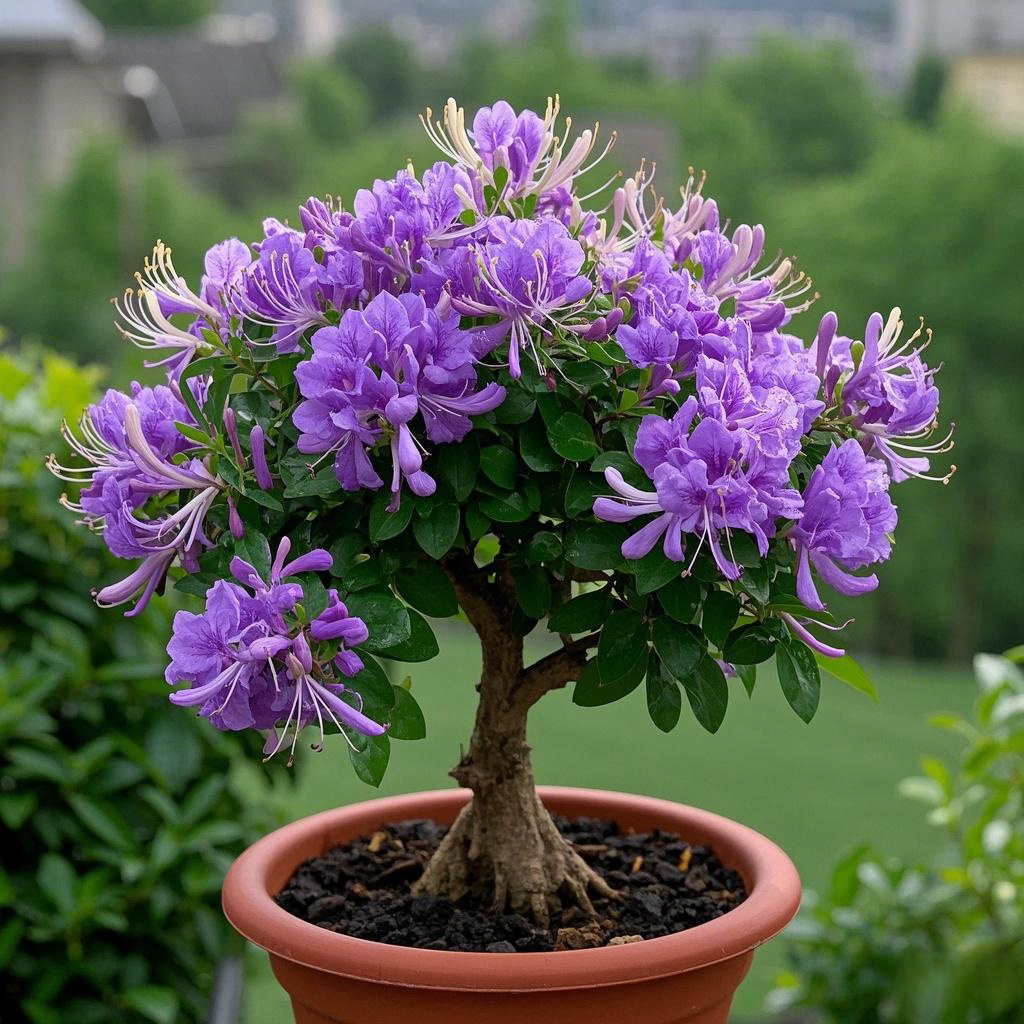 紫色金银花树苗可食用药五彩老桩浓香型花卉盆栽阳台庭院爬藤植物
