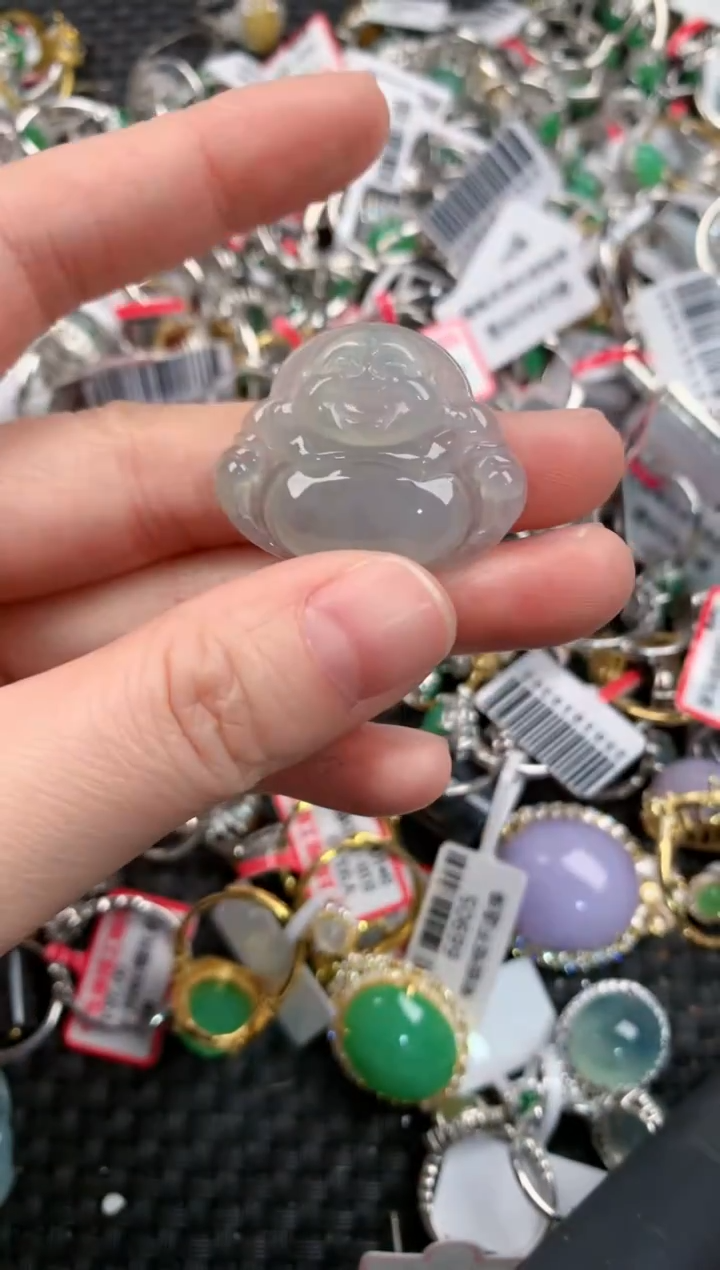 银S925镶嵌戒指翡翠666     9