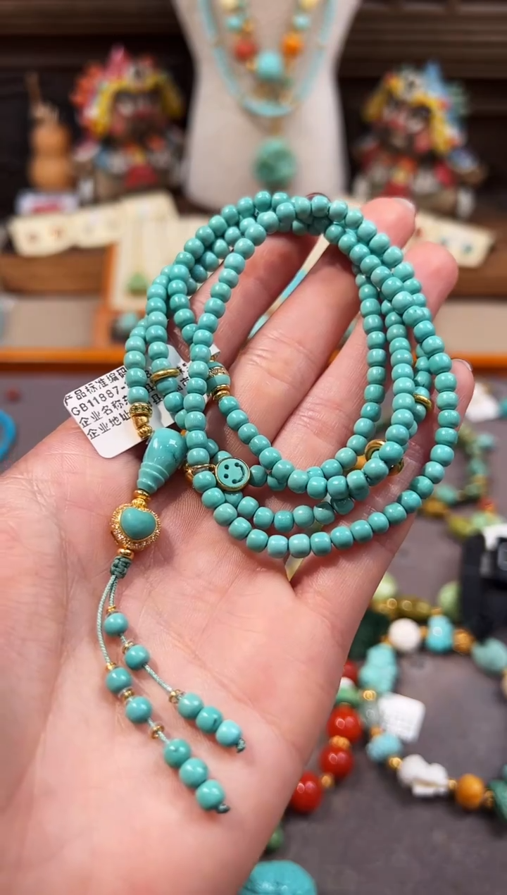 18K金镶嵌绿松石颈饰绿松石项链