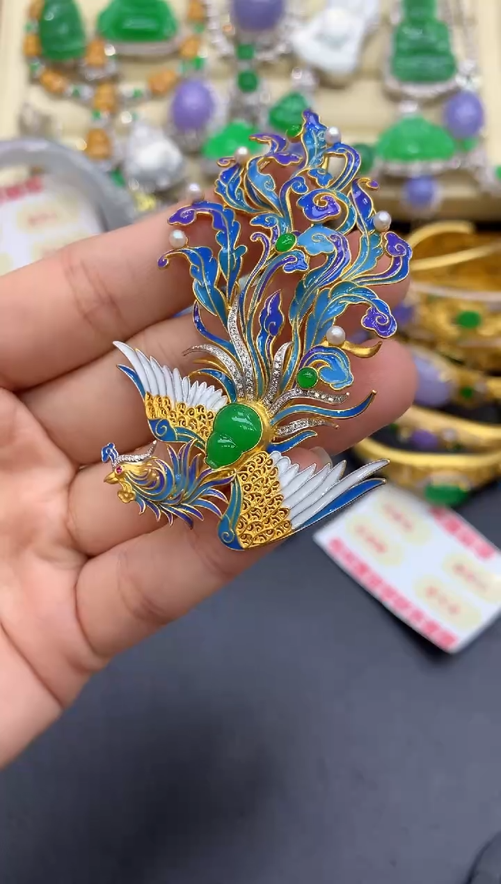 颈饰18K金镶嵌翡翠765-中国好珍宝