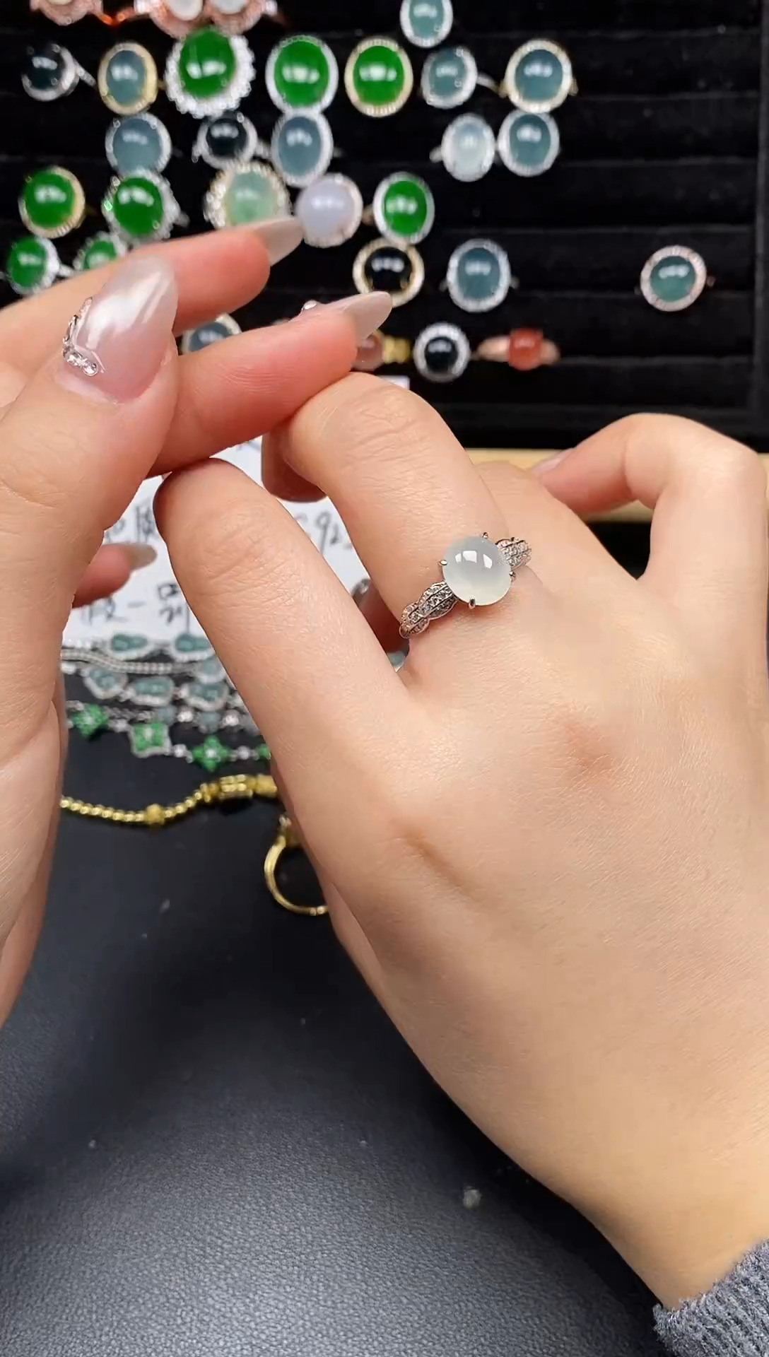 银S925镶嵌戒指翡翠38368