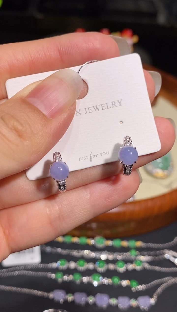 【闪购商品】翡翠耳饰18K金镶嵌耳饰