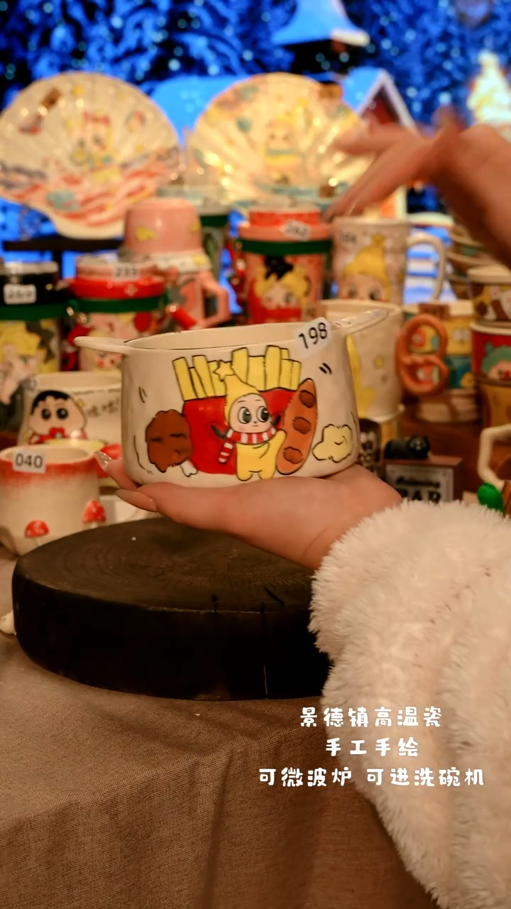 陶瓷198景德镇原创设计师款高温陶瓷手工手绘餐具碗盘子