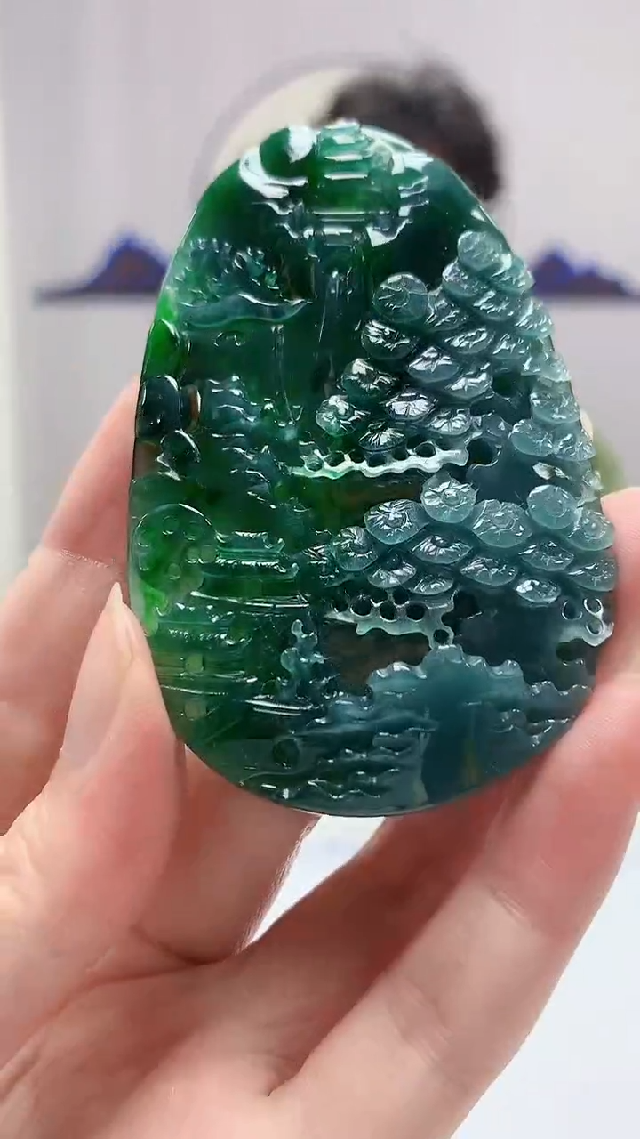 【闪购商品】定制翡翠未镶嵌4688zm-毛货挂件山水194