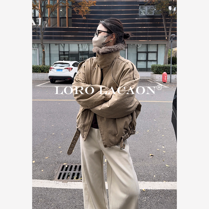 以赛亚 城市游踪 冬季95白鹅绒可拆卸托卡毛领牛仔轻奢派克服2527