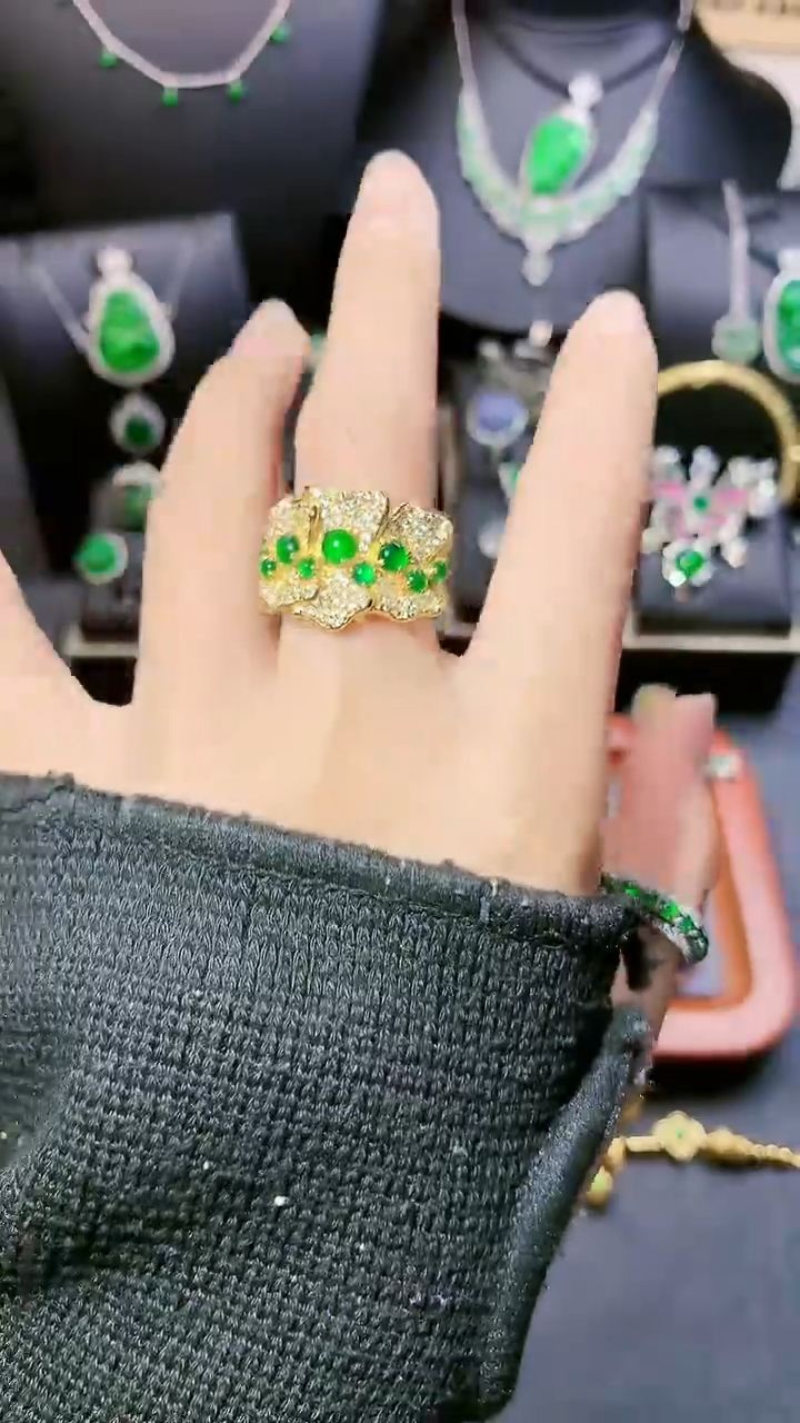 【闪购商品】翡翠戒指银S925镶嵌戒指