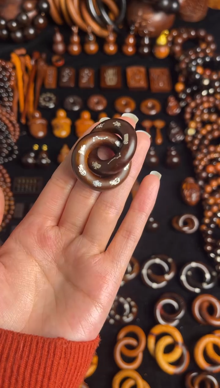 枣木雷击枣木玉化双面五雷五路乾坤圈1.5