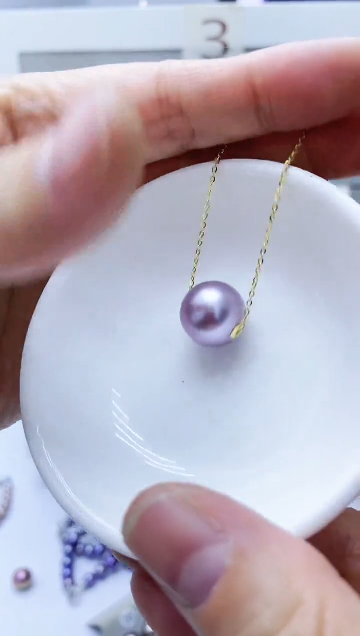 【闪购商品】淡水珍珠颈饰18K金镶嵌紫路