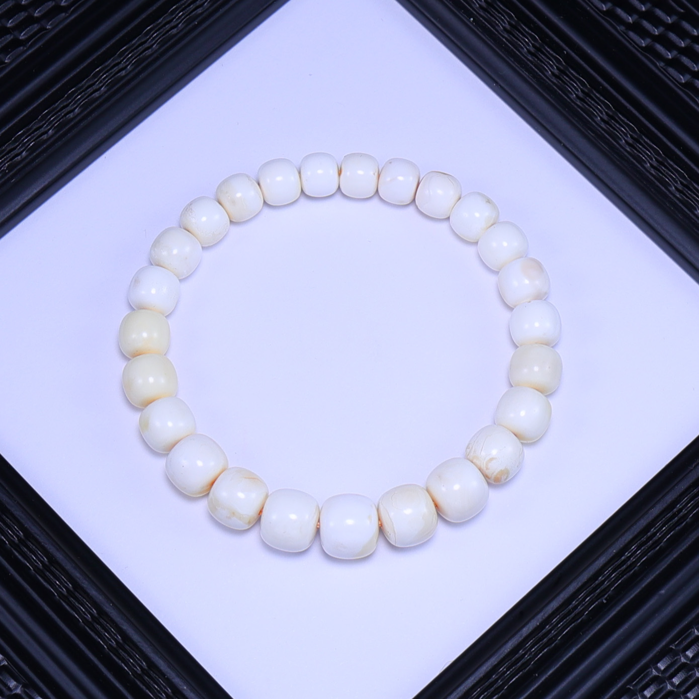 6~8mm瓷白满蜡精工塔链老型蜜蜡手串男女皆宜时尚百搭爆款H327   