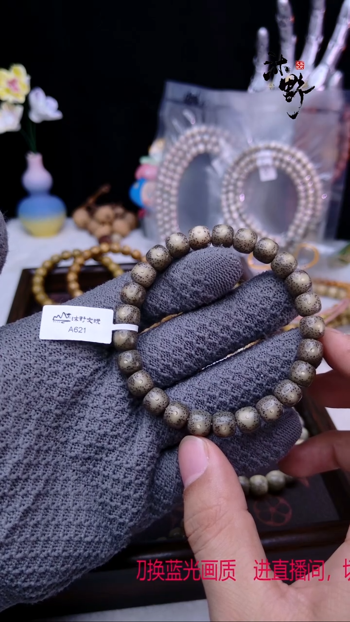 手串星月菩提讲****-9x8墨冰针尖星A621