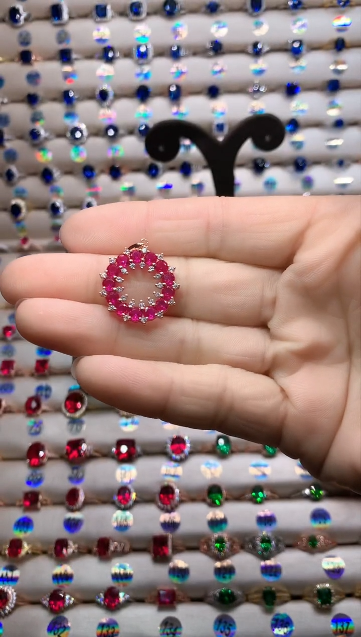 【闪购商品】红宝石吊坠(赠链)银S925镶嵌玫瑰金