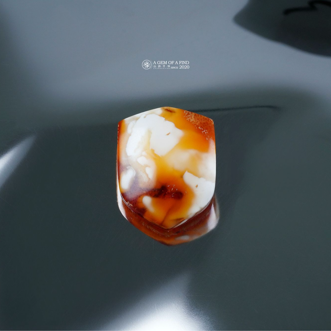 山和开物｜16mm红橘白蛋花彩沁浓蜡妖花盾牌文玩配饰 天然琥珀蜜蜡