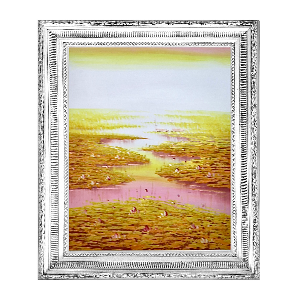 睡莲 | 手绘油画 | 50cm×60cm | 竖版 | 画带框