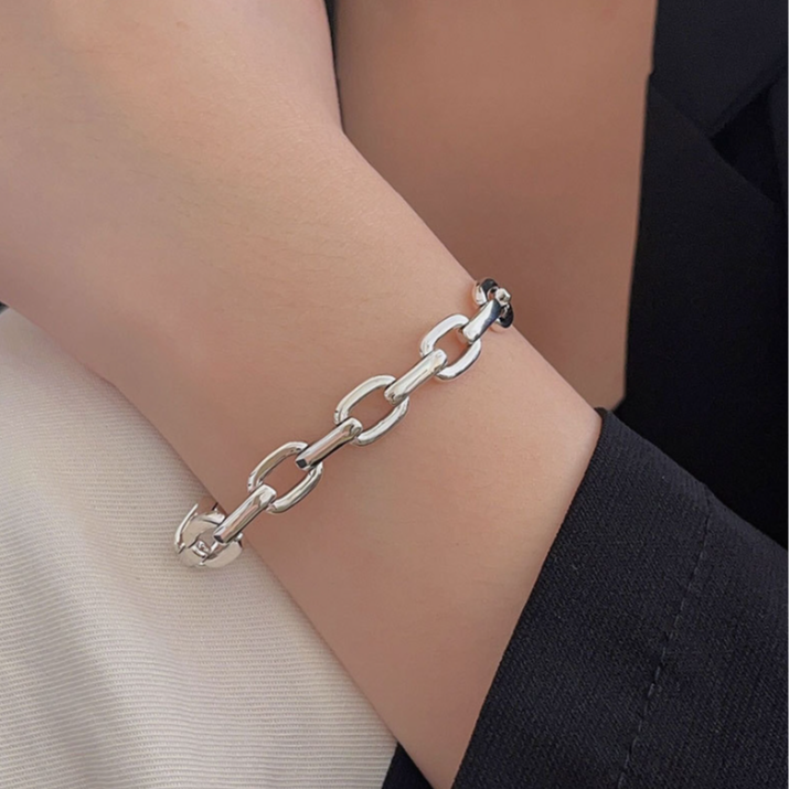 925银手链 s925纯银超重工复古链条手链女2024年夏季简约百搭