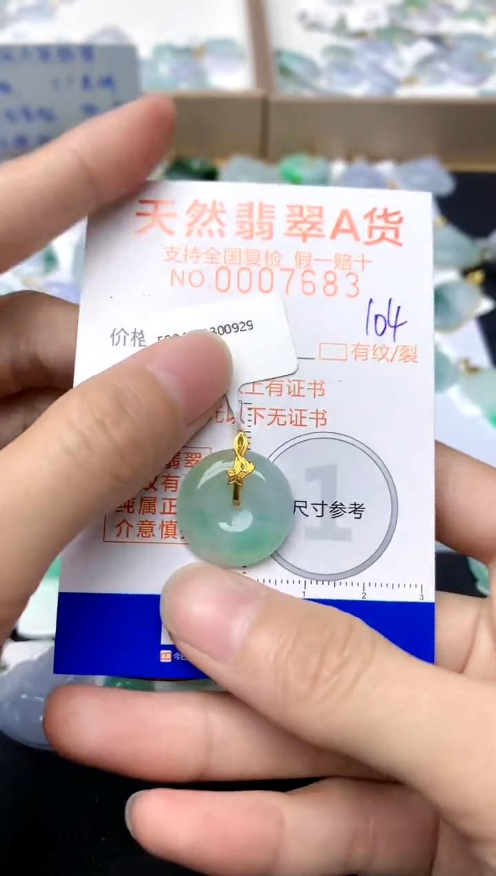 【闪购商品】翡翠颈饰18K金镶嵌104天然A货翡翠