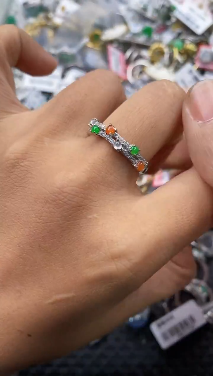 银S925镶嵌戒指翡翠555     1